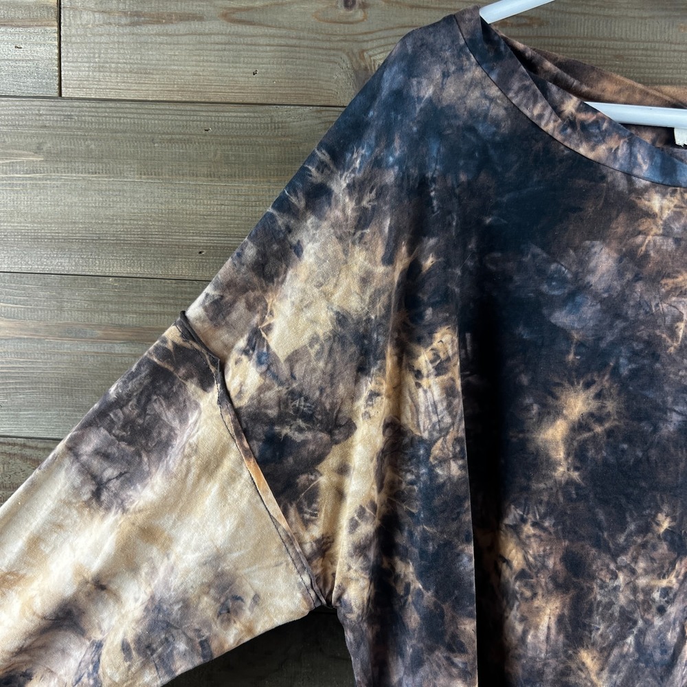 Umgee Womens Shirt Tie Dye Boho Grunge Dolman Sleeves Twist Collar Large‎ - Picture 4 of 8
